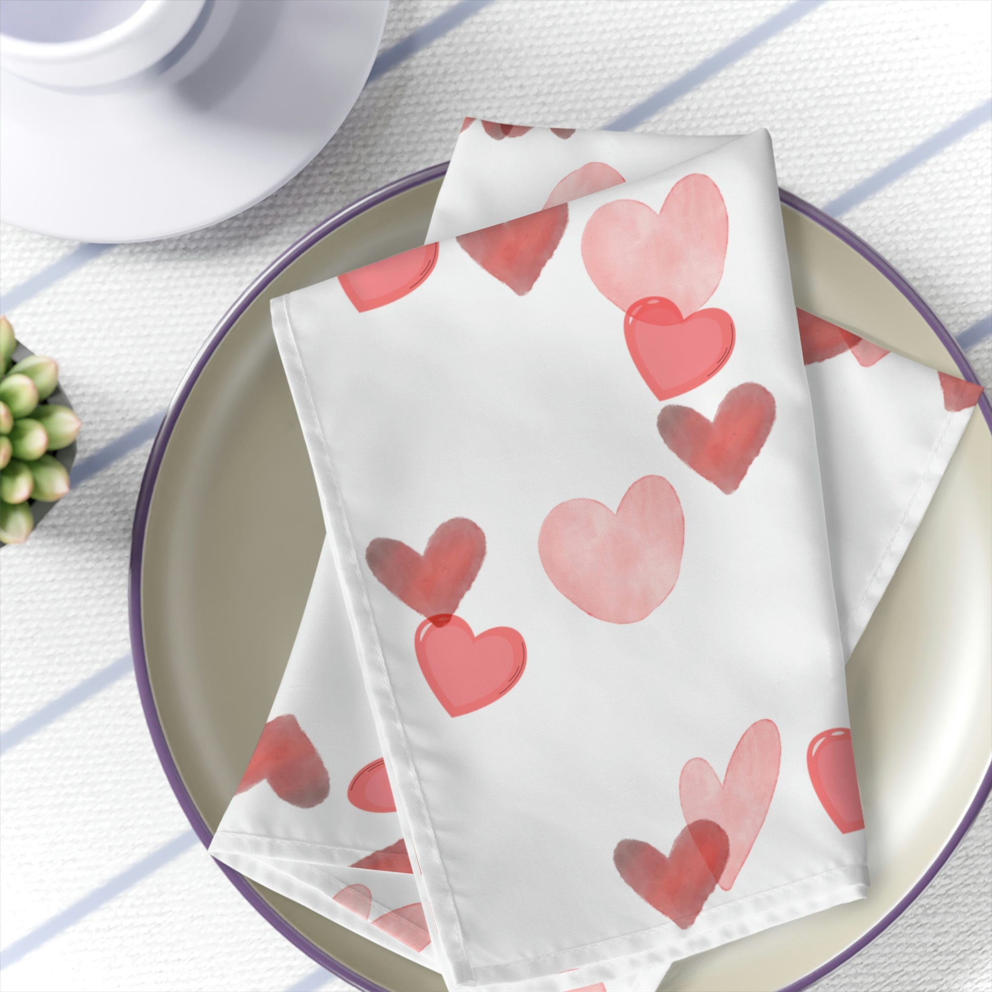 pastel heart valentine's day cloth napkins