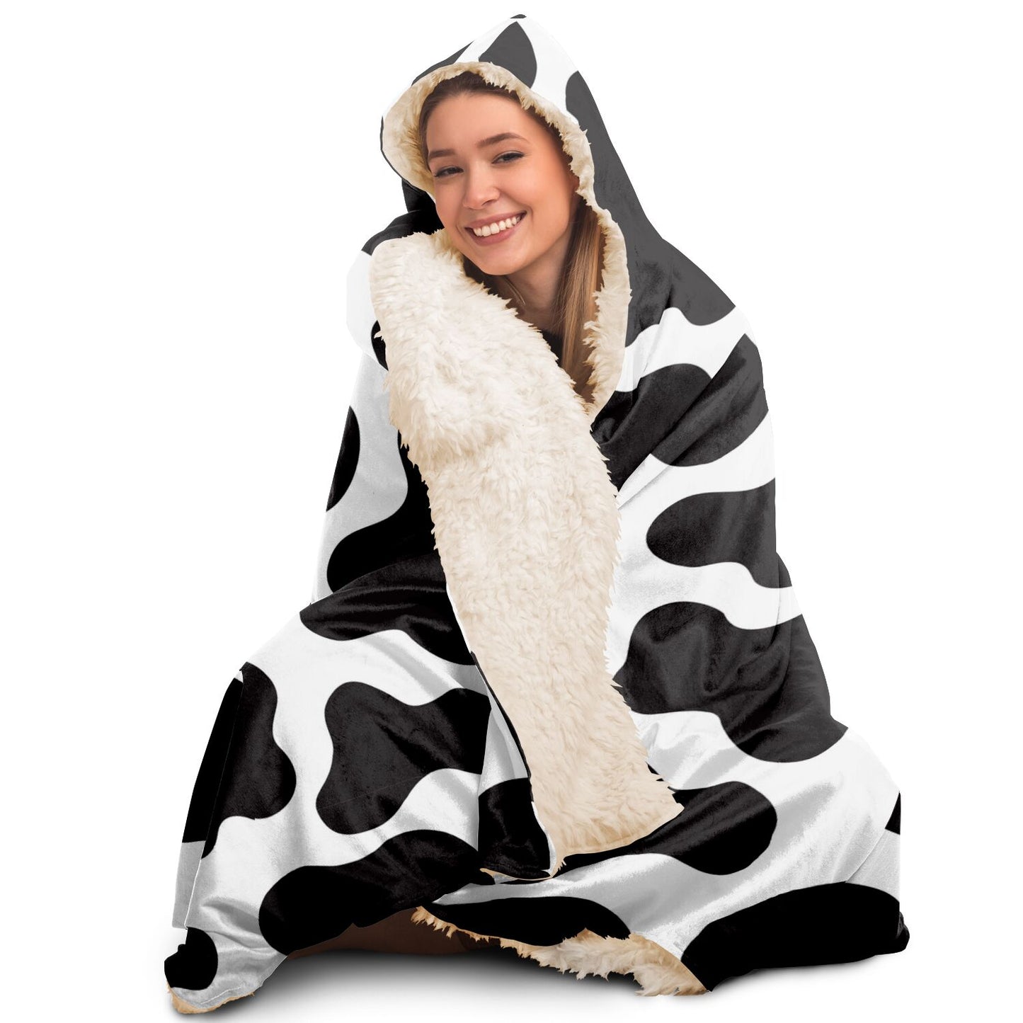 Cow Print Hooded Blanket