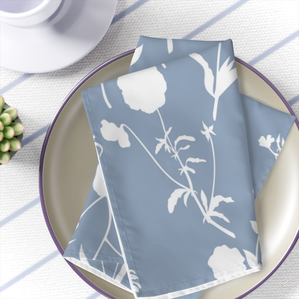 blue floral dinner napkins, set of 4 cloth napkins