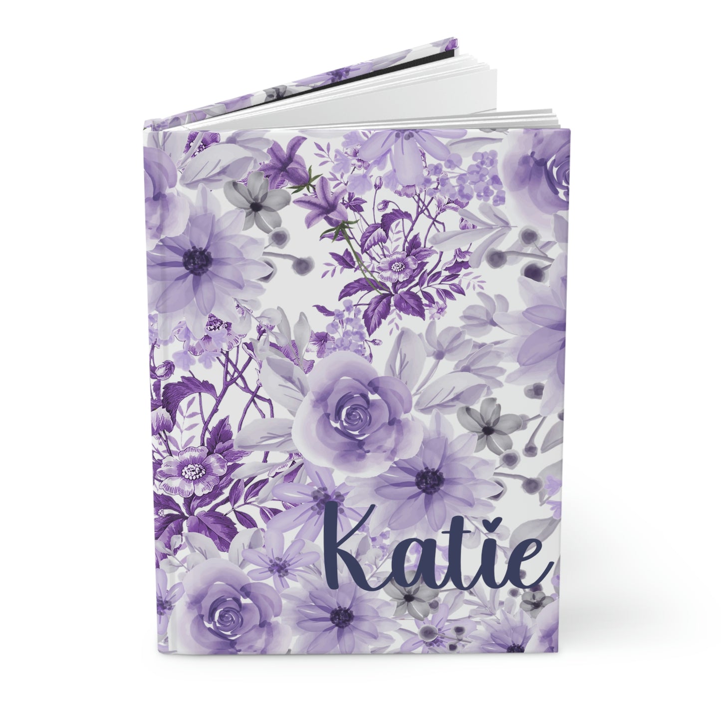Purple Flower Hard Cover Journal / Personalized Girl's Notebook