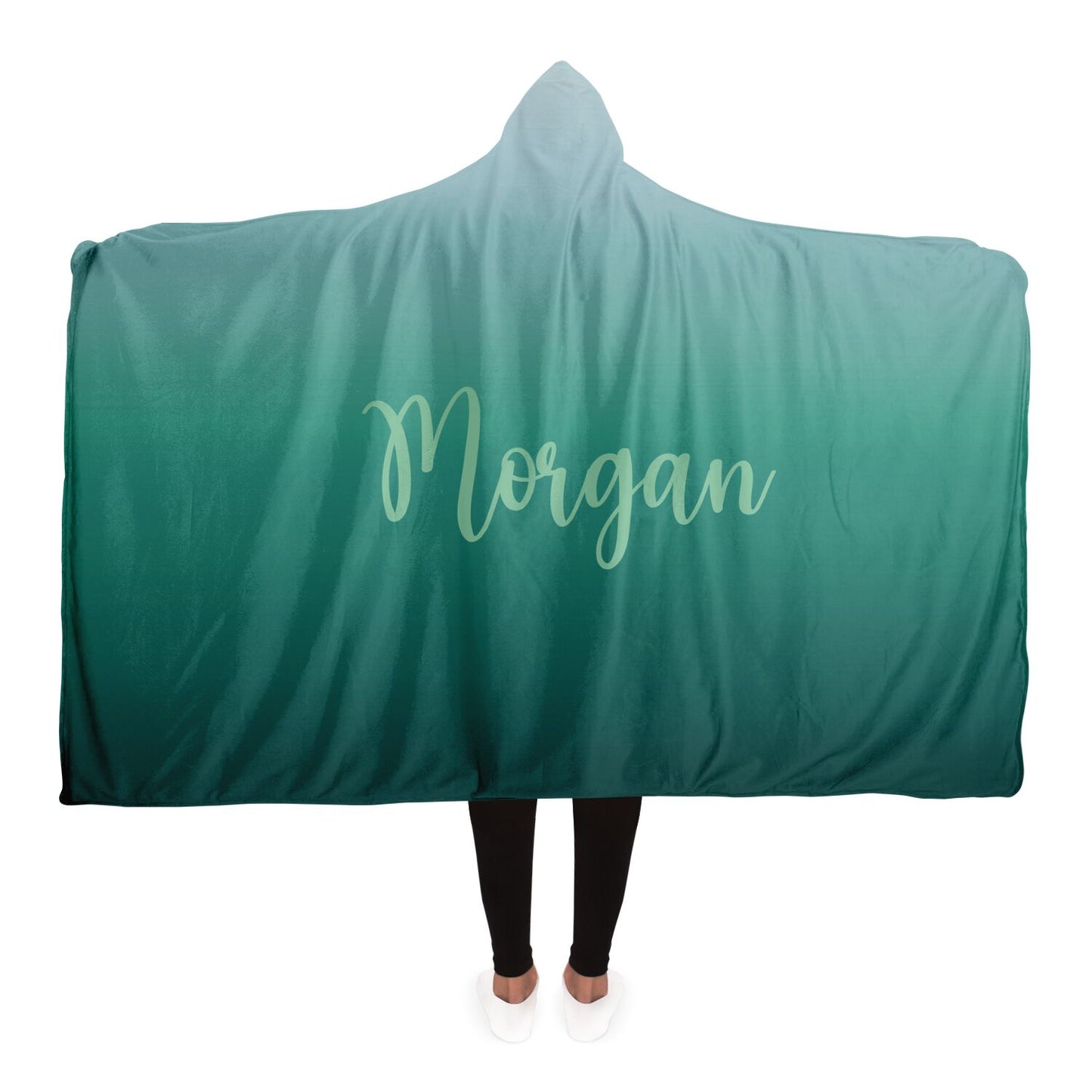 green fade personalized hooded blanket