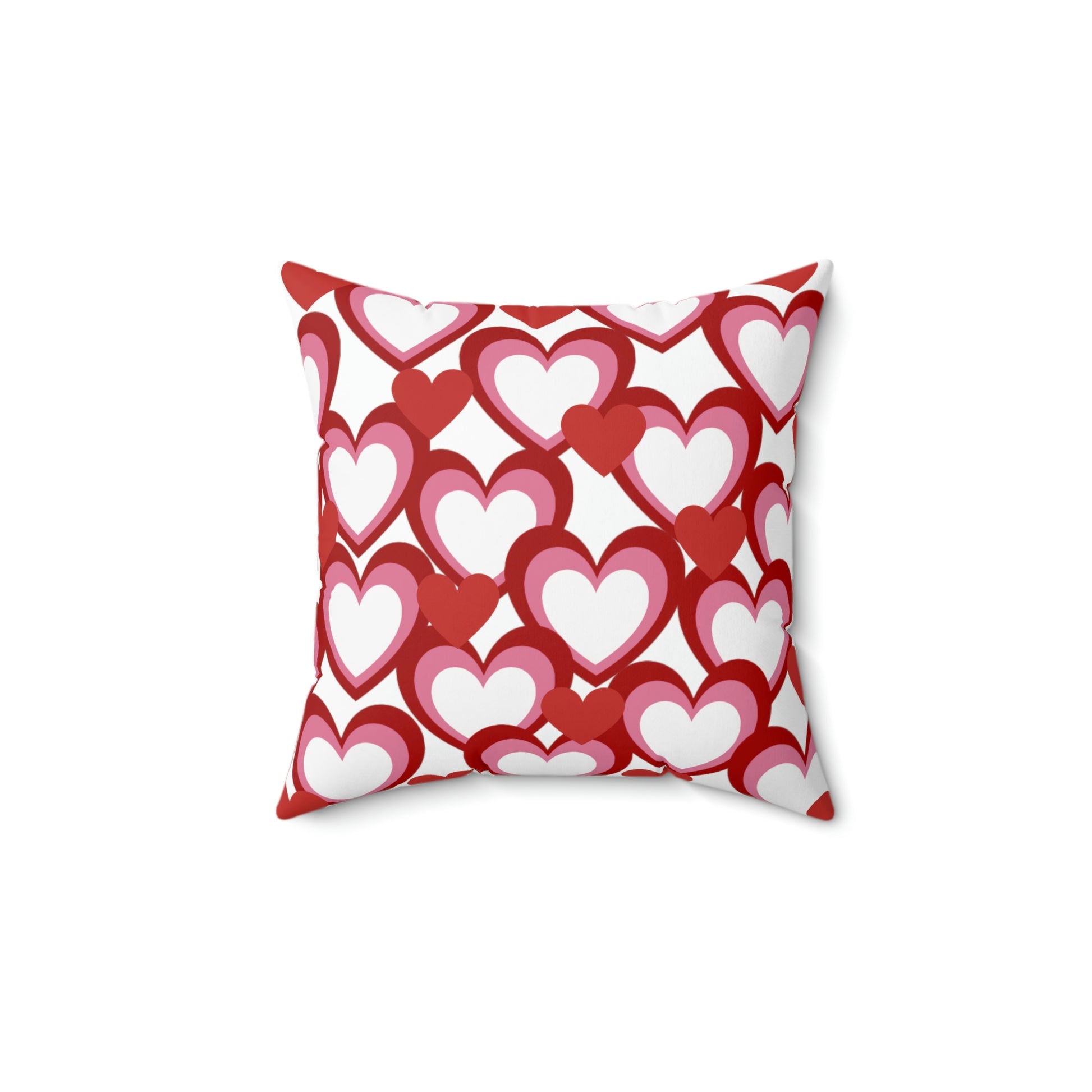 red and pink heart valentine's day pillow