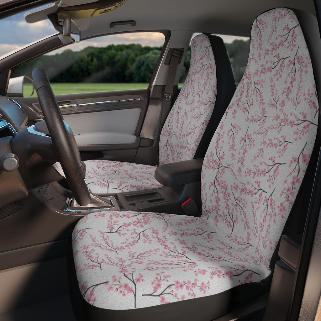 pink cherry blossom print car seat covers