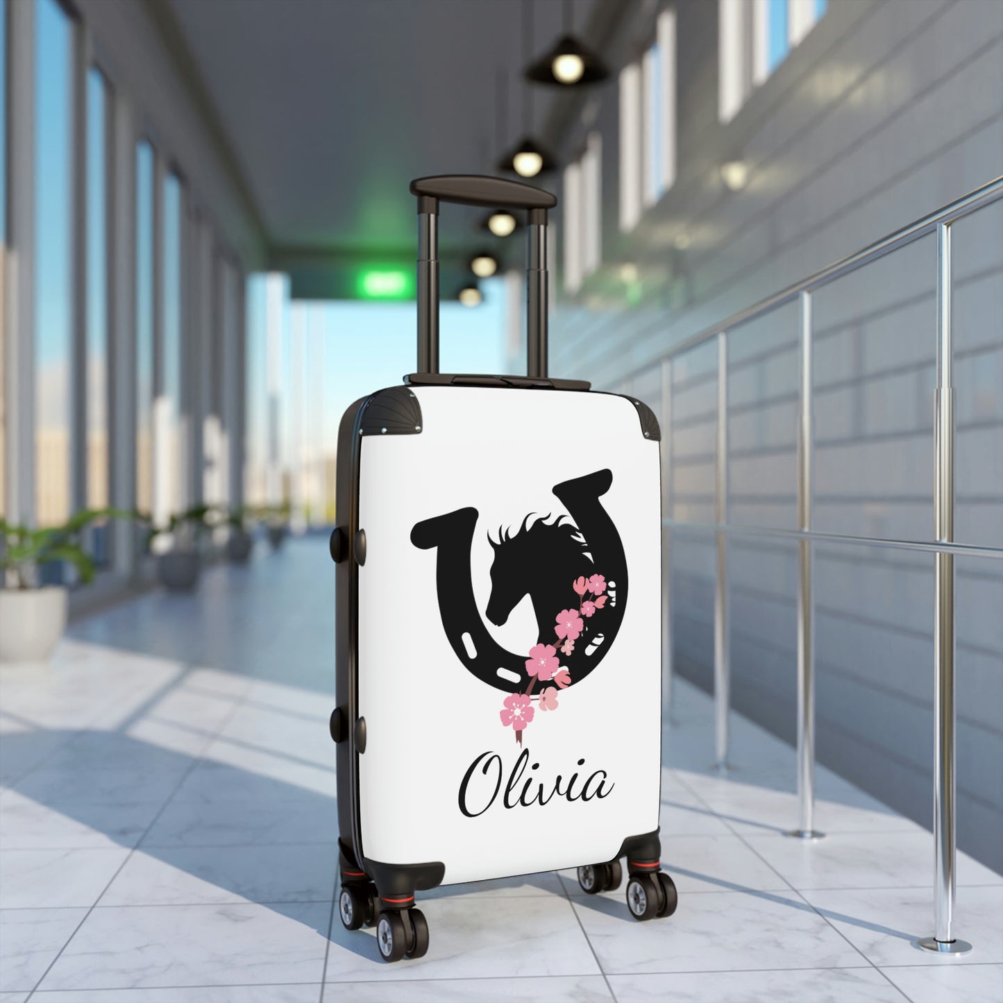 Personalized Luggage / Girl's Horse Print Hard Covered Suitcase