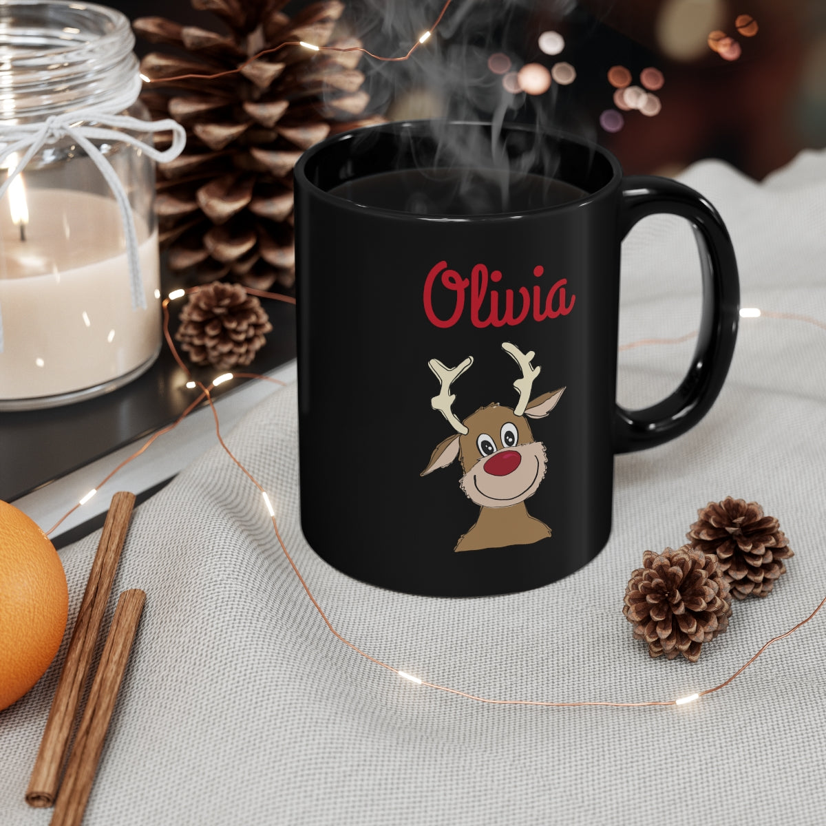 Reindeer Mug / Personalized Mug / Cute Reindeer Mug