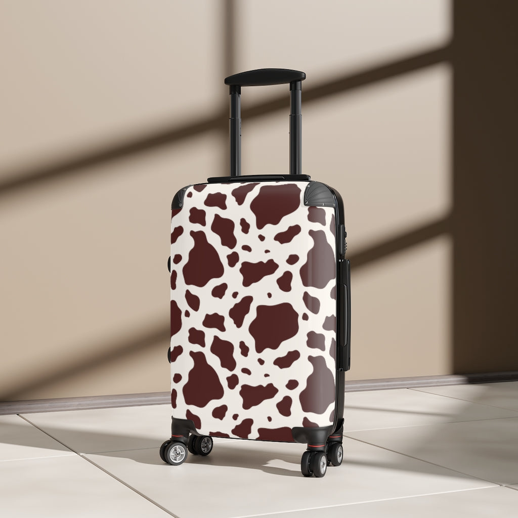 Brown Cow Print Suitcase / Farmhouse Luggage