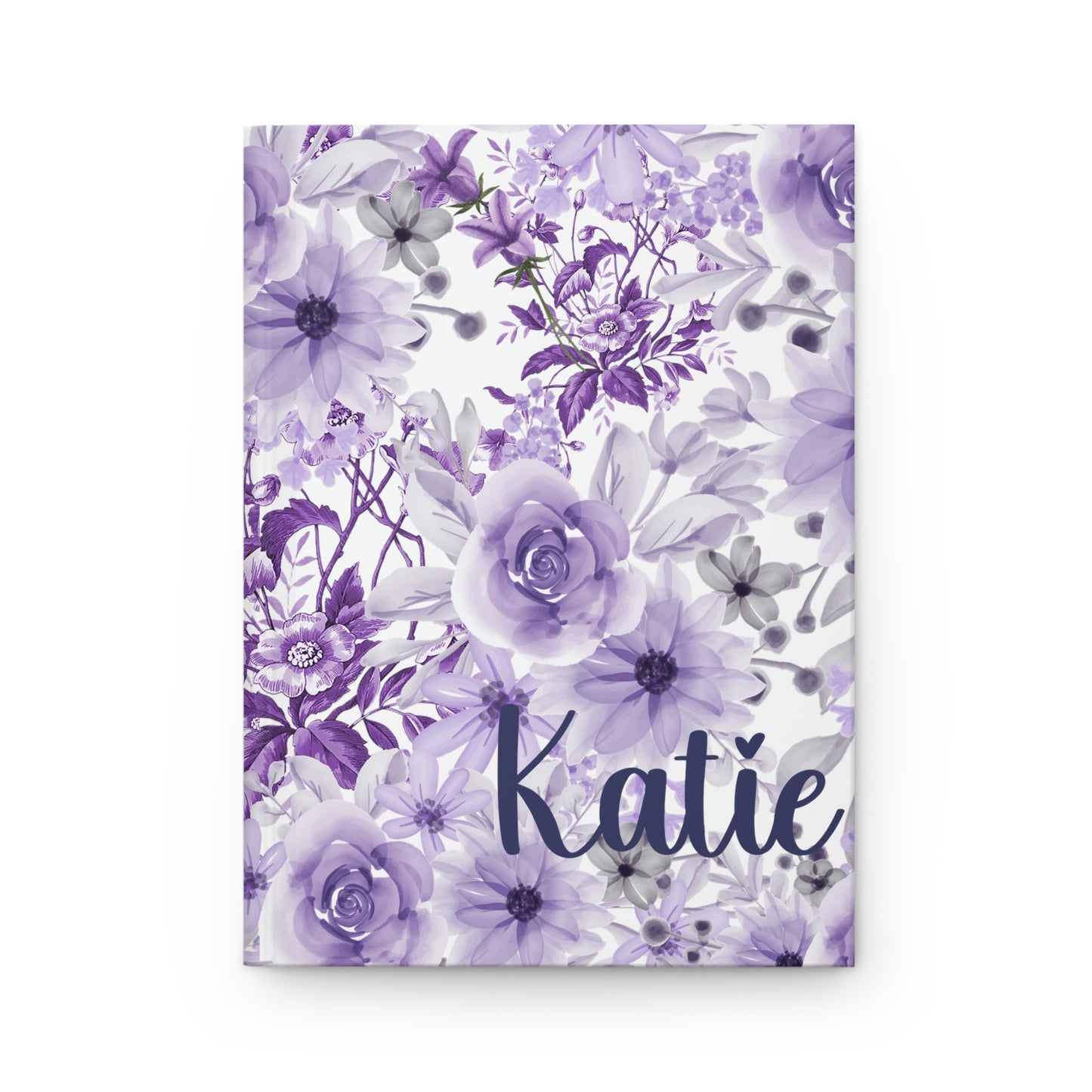 personalized purple flower journal with purple roses and grey flowers. perfect for bridesmaid gifts, girls birthday gift, mothers day gifts or for spring or summer