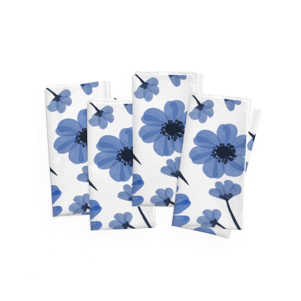 french blue flower dinner napkins on a white background 