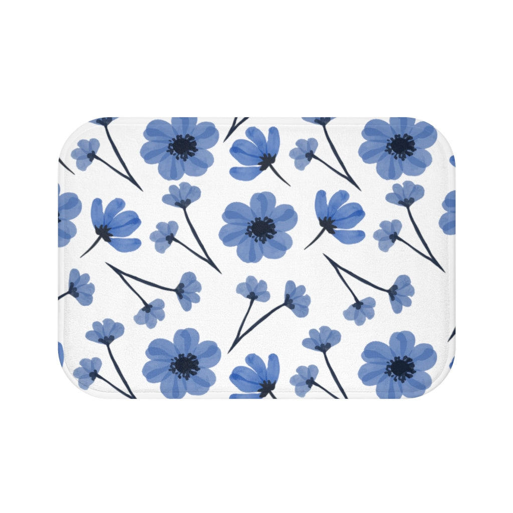 Flower Bath Mat / Blue Bathroom Decor