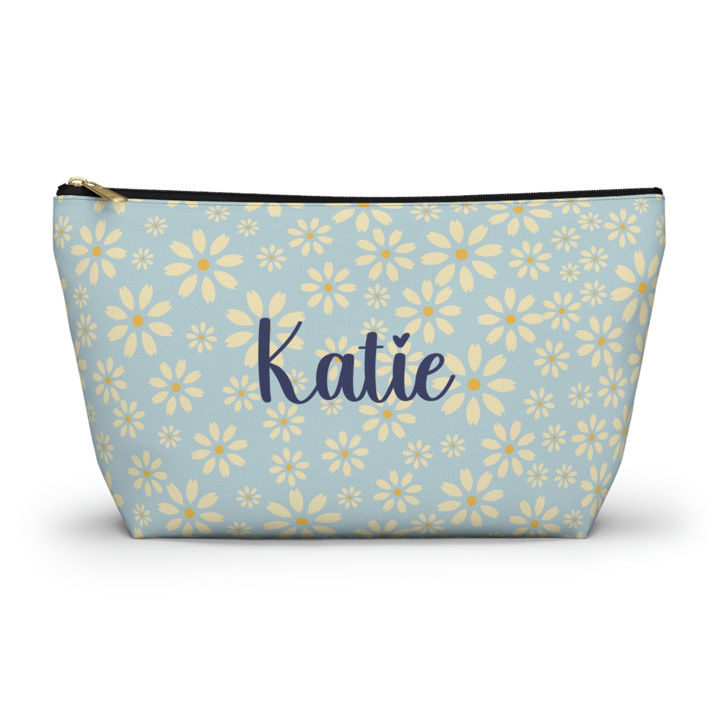 Daisy Makeup Bag / Blue Personalized Cosmetic Bag