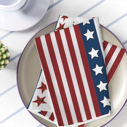 4th of july cloth dinner napkins in stars and stripes. red, white and blue usa dinner napkins 