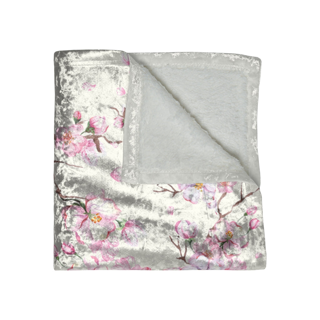 folded view of cherry blossom blanket