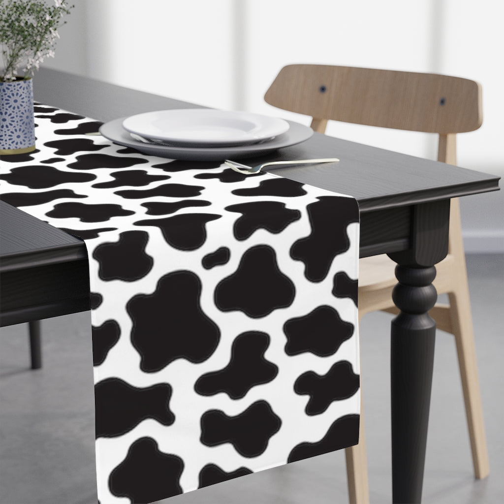 cow print table runner