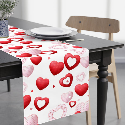 Valentine's Day red heart table runner