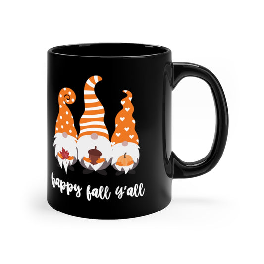 fall mug with three orange fall gnomes
