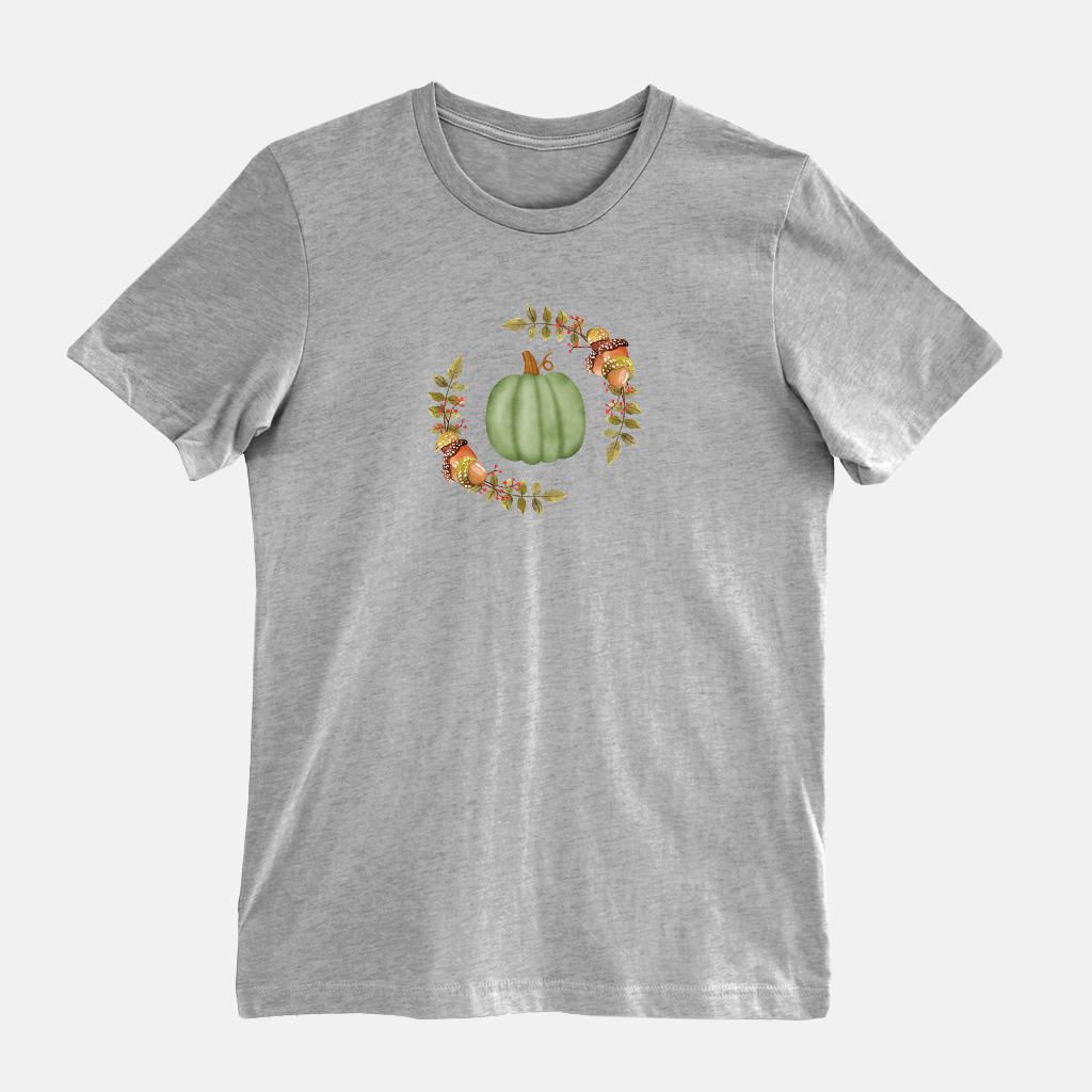 halloween tshirt with pumpkin and fall leaves