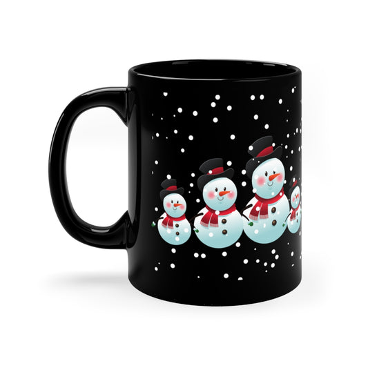 snowman black christmas or winter mug