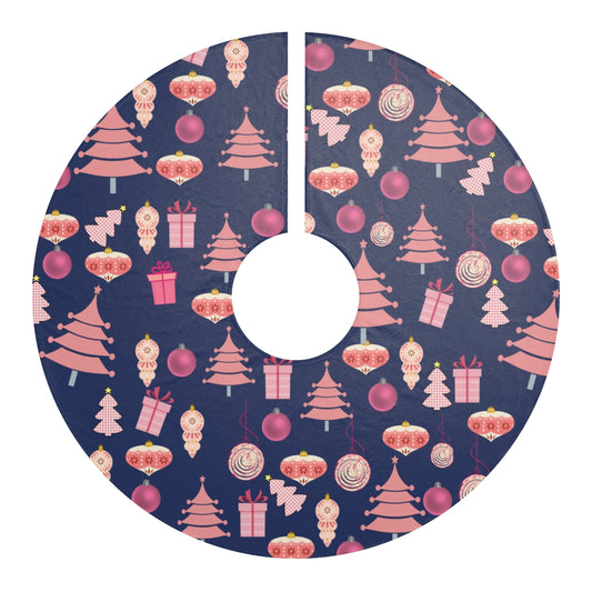 Navy Blue Tree Skirt / Pink Tree Skirt / Christmas Decor / Holiday Tree Skirt