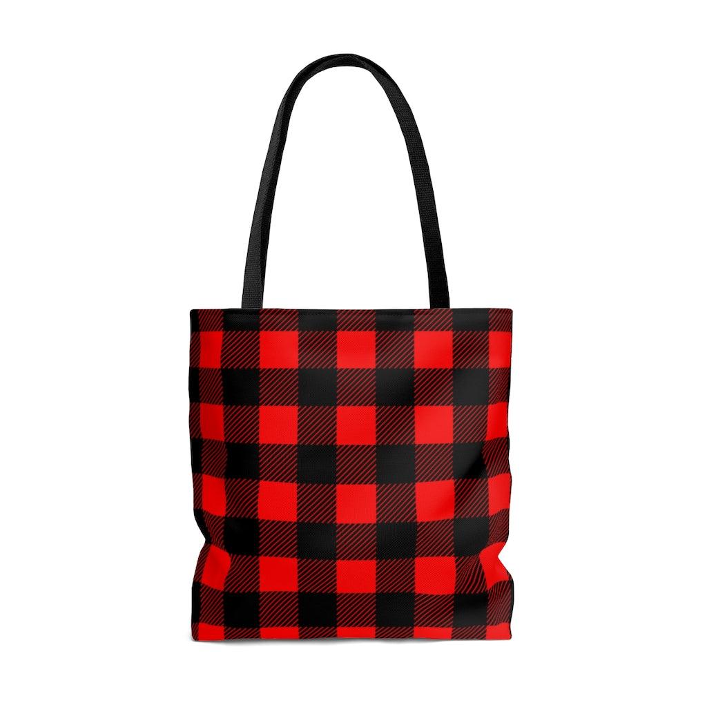 farmhouse bag in red and black buffalo plaid pattern