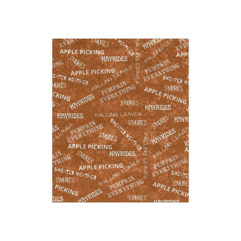 fall blanket in pumpkin color with fall sayings
