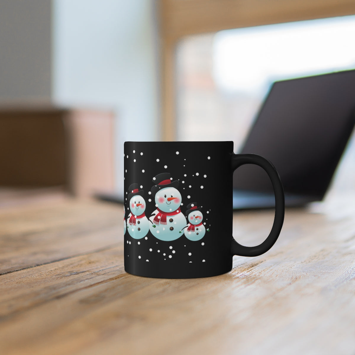 Snowman Mug / Black Christmas Mug / Snowman Decor