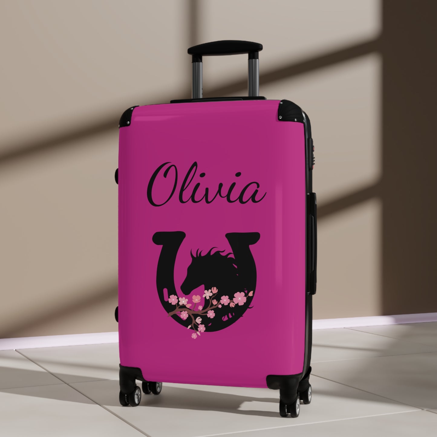Personalized Suitcase /  Pink Luggage, Horse Gifts / Gift for Horse Lover
