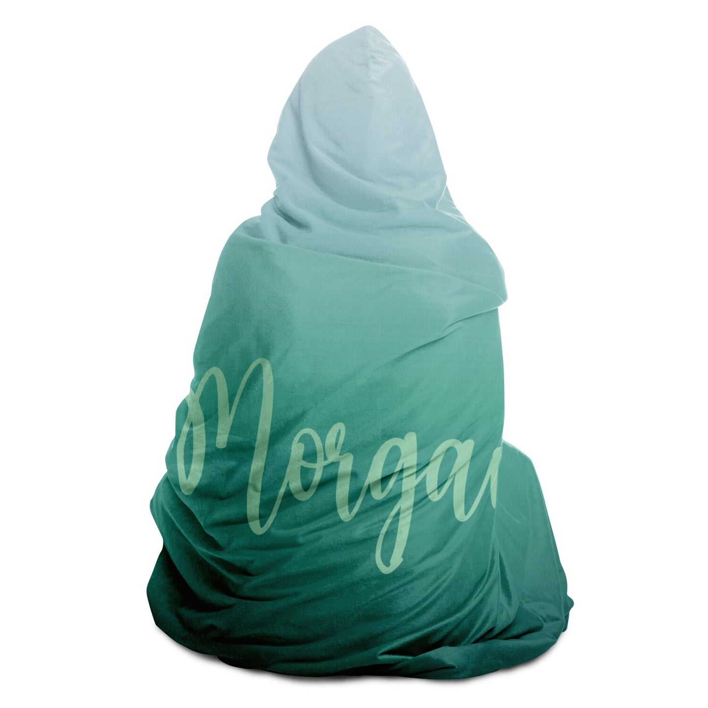 Personalized Hooded Blanket / Green Fade Blanket