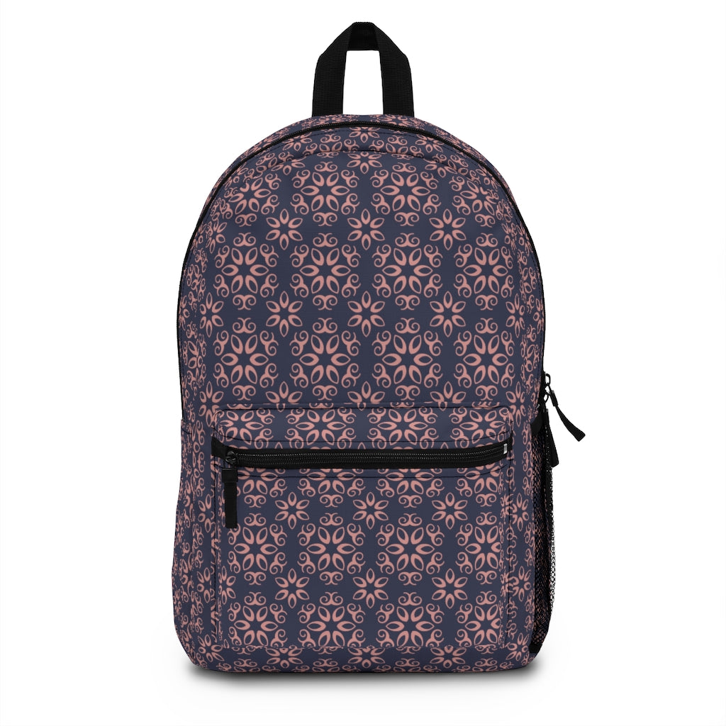 navy blue and pink floral backpack for girls back to school