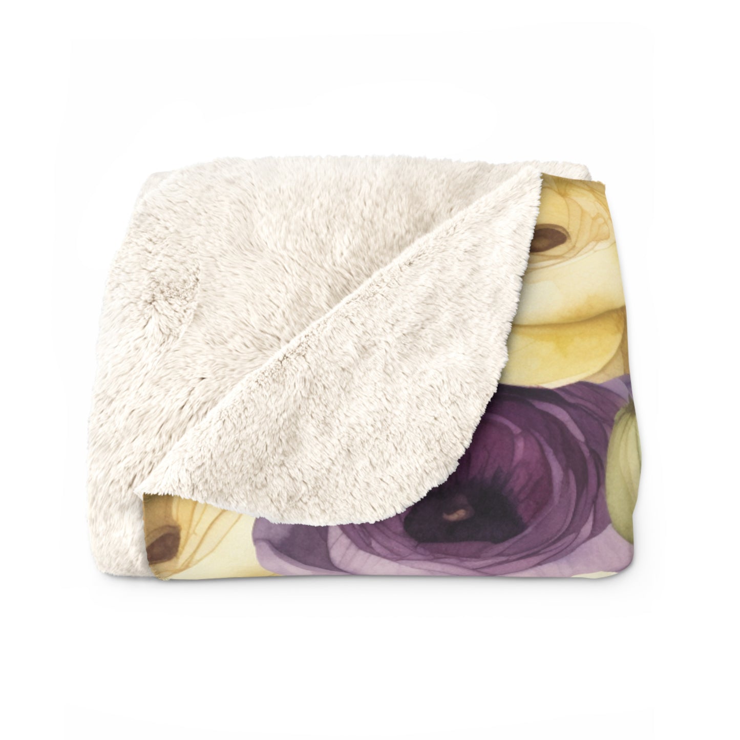 Floral Blanket, Purple Sherpa Throw Blanket