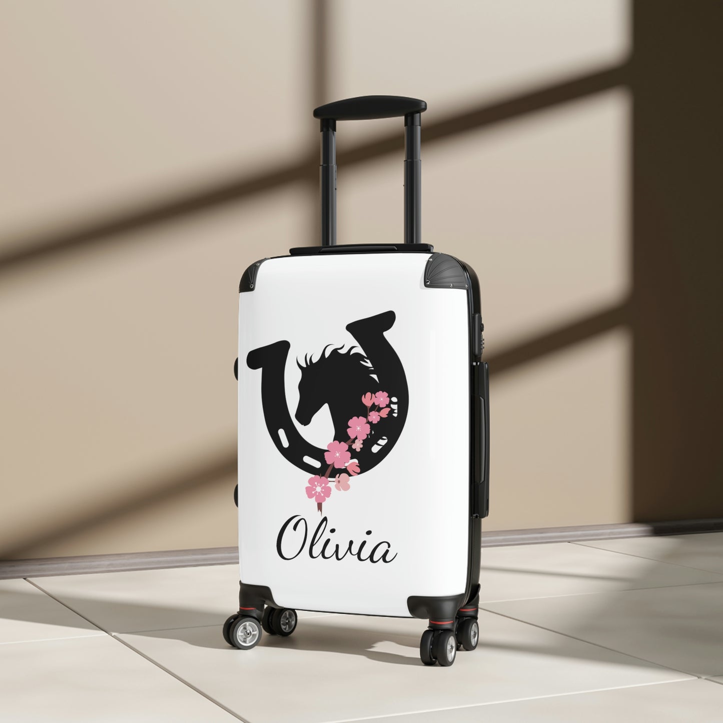 Personalized Luggage / Girl's Horse Print Hard Covered Suitcase