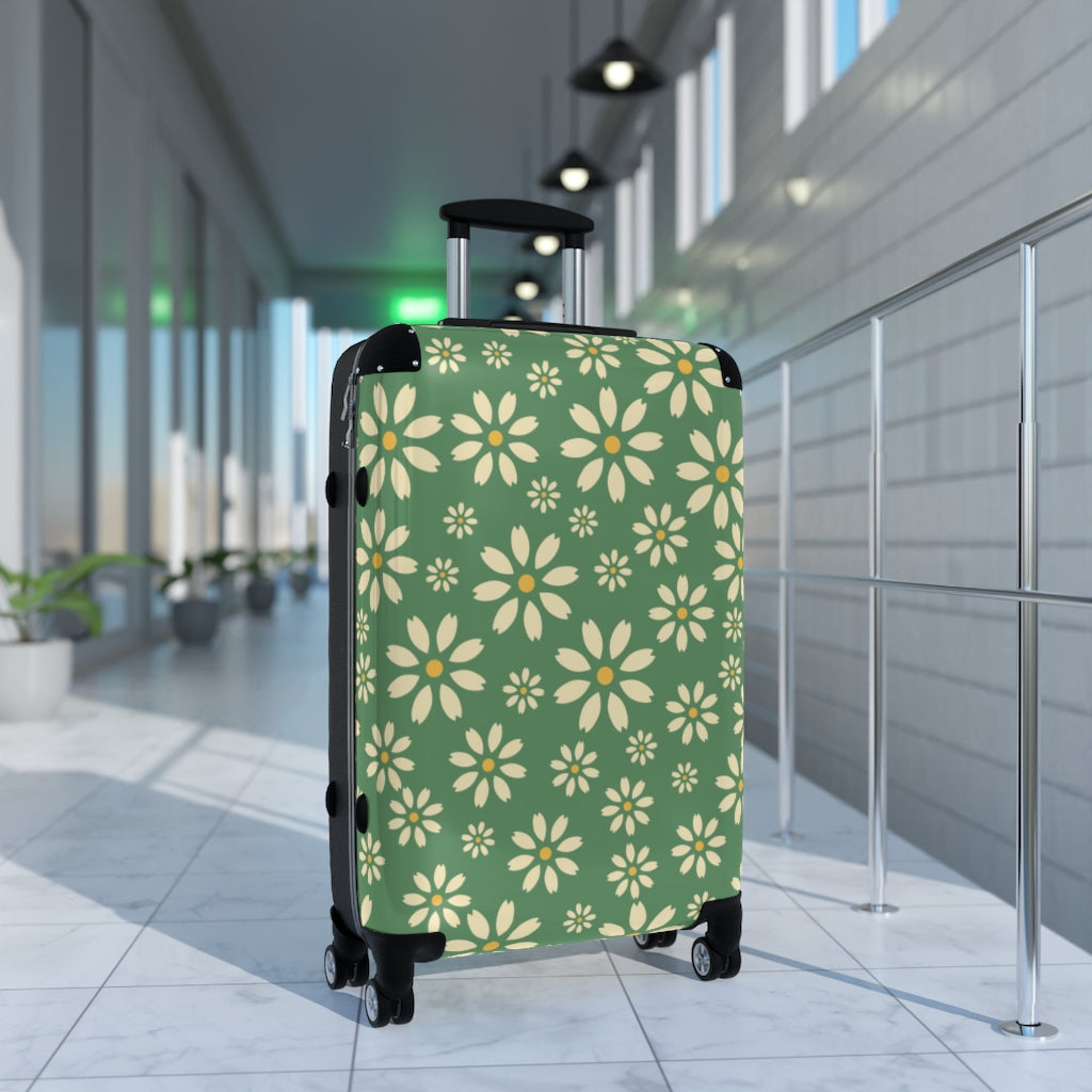Daisy Suitcase / Green Floral Luggage