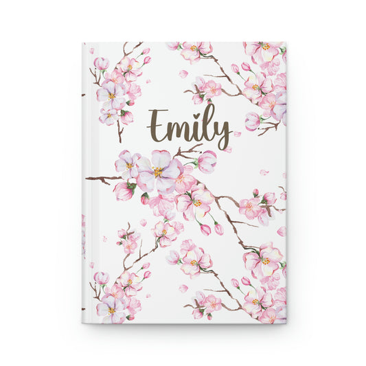personalized cherry blossom journal with pink flower print