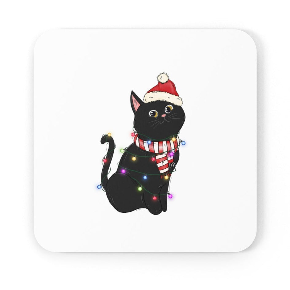 christmas cat coaster, set of 4