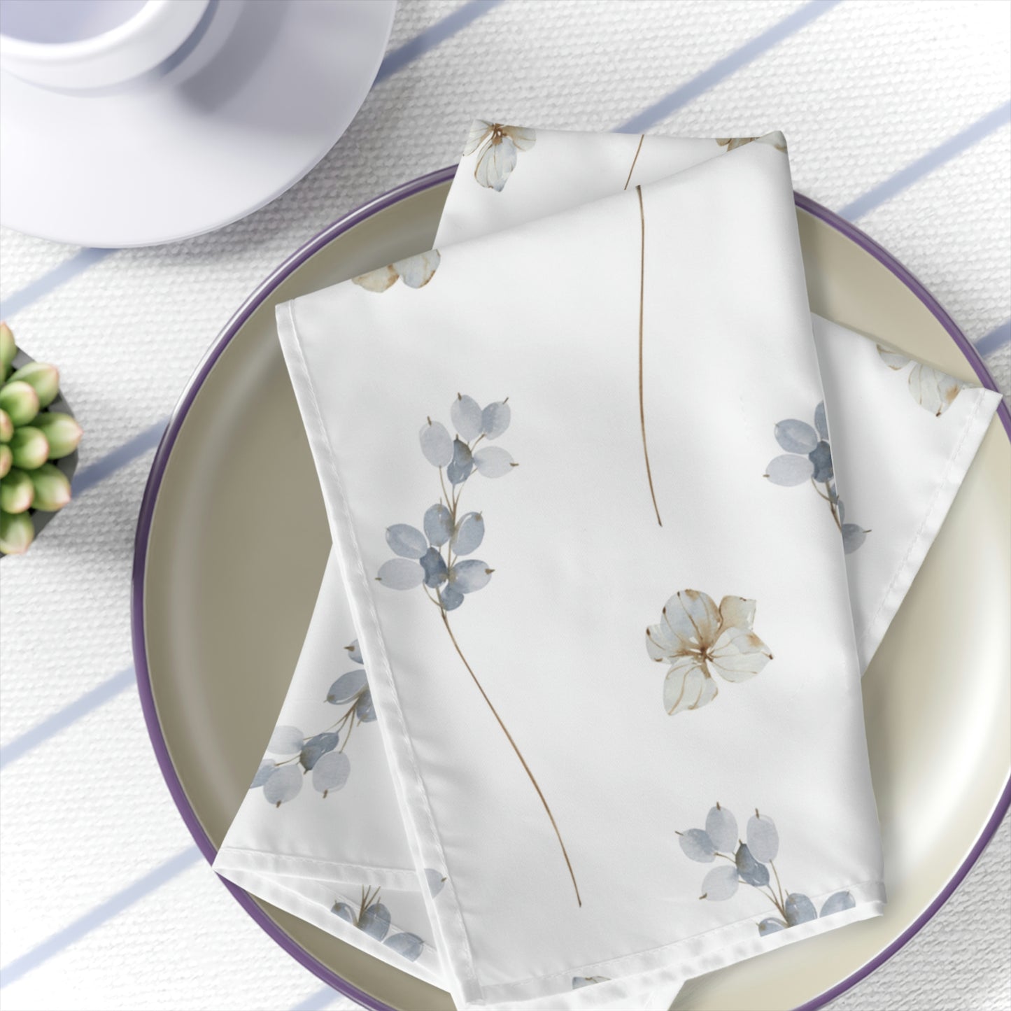 boho floral napkins with simple watercolor flower print