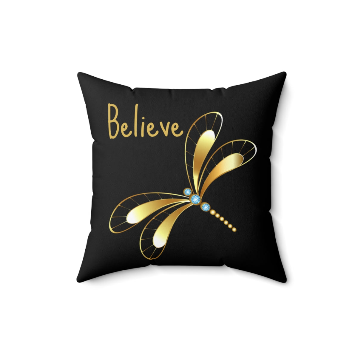 Dragonfly Pillow / Gold and Black Throw Pillow