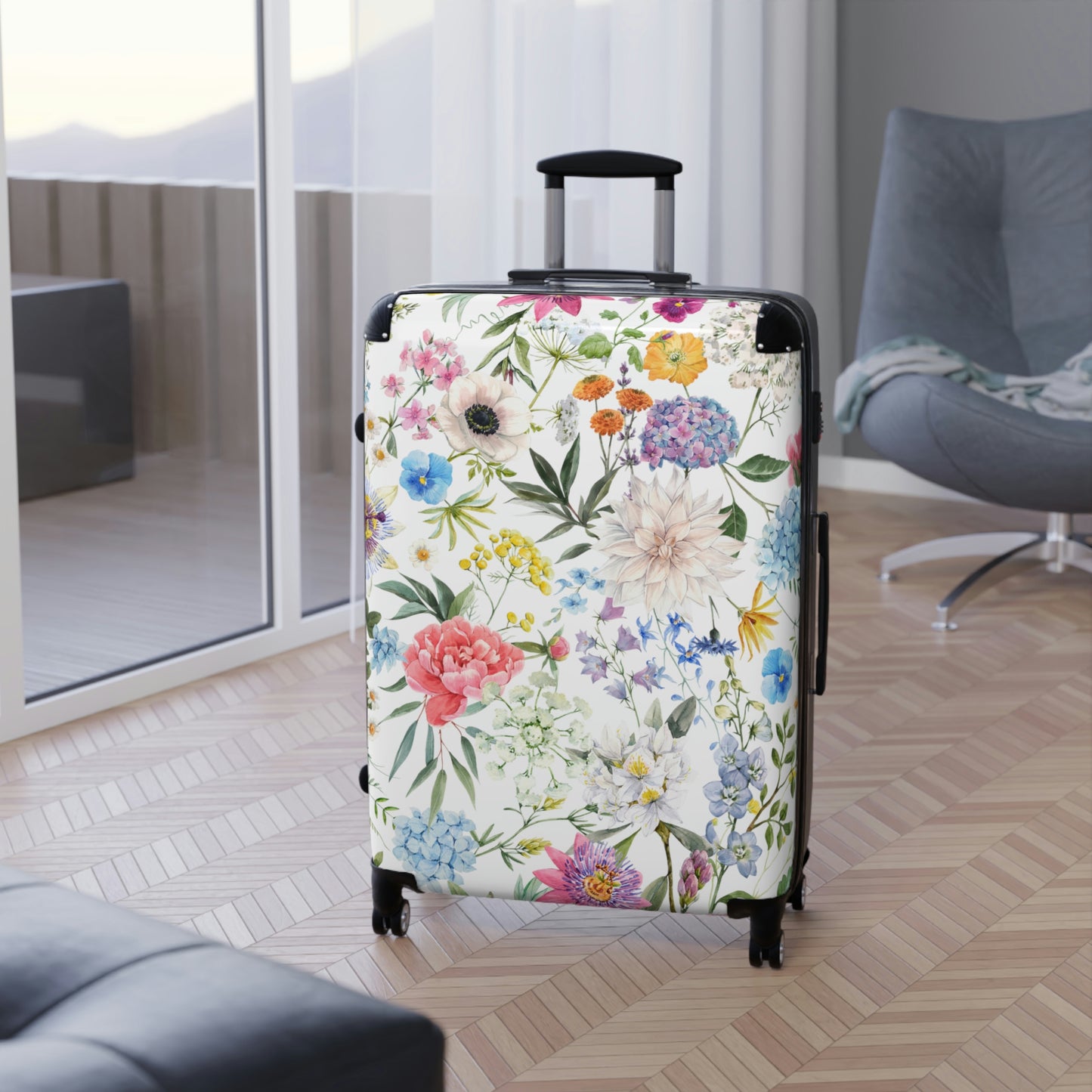 Women's Floral Wheeled Suitcase / Custom Luggage