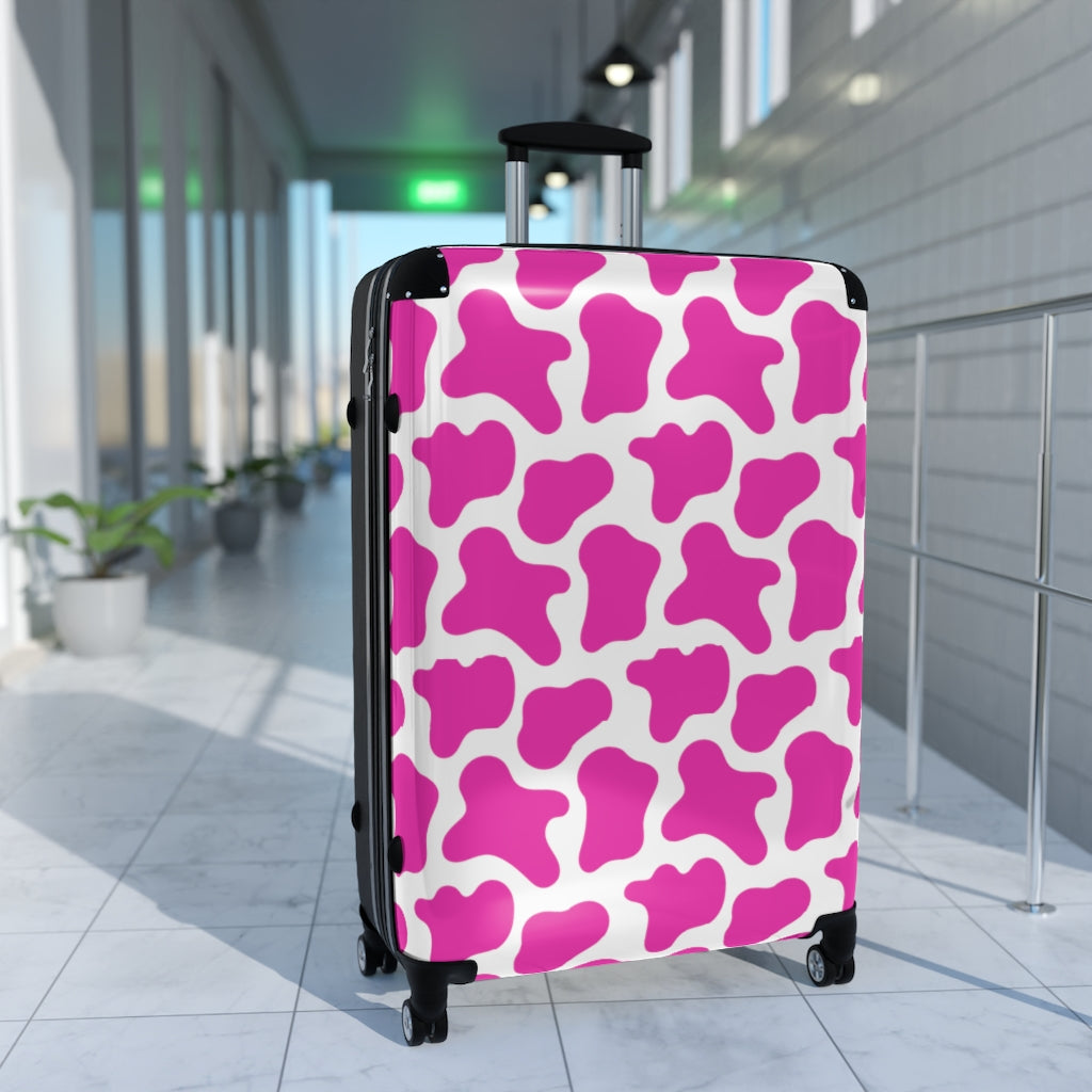 Pink Cow Print  Suitcase / Pink Wheeled Luggage