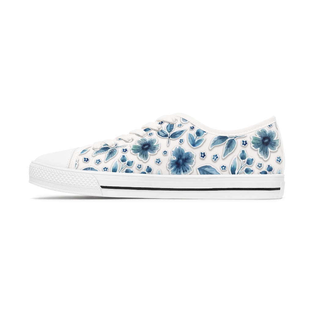 Women's Blue Floral Shoes / Custom Sneakers