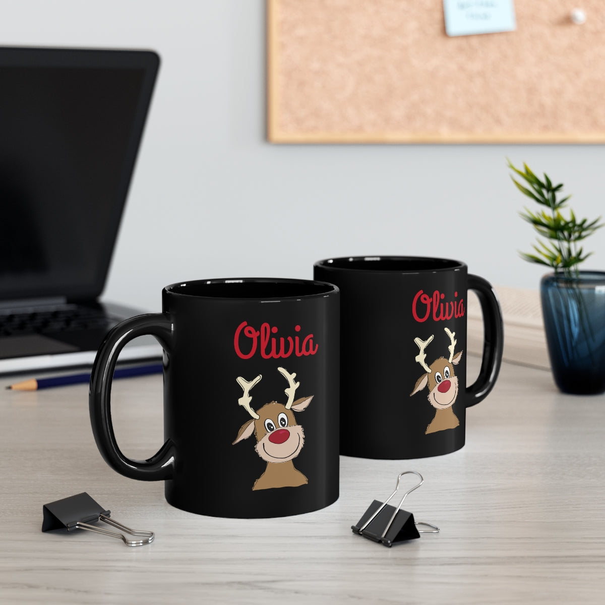 Personalized Reindeer Coffee Mug