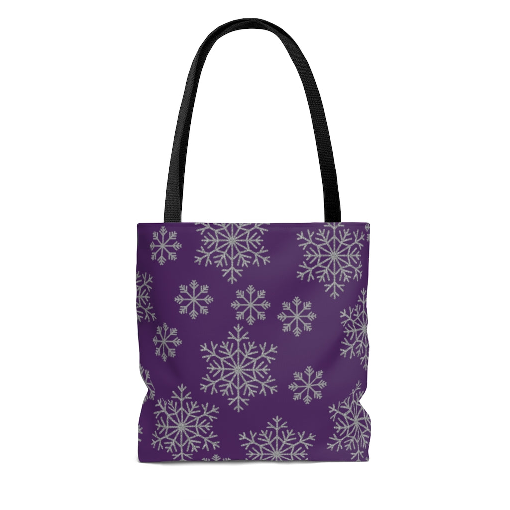 Snowflake Tote Bag / Navy Blue Tote Bag / Christmas Bag / Holiday Tote Bag
