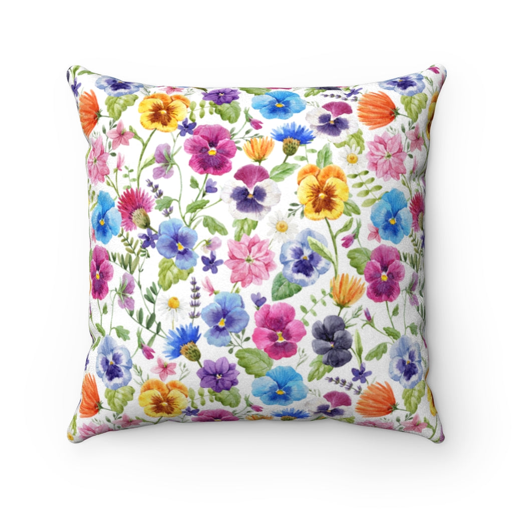 summer floral pillow in rainbow colors