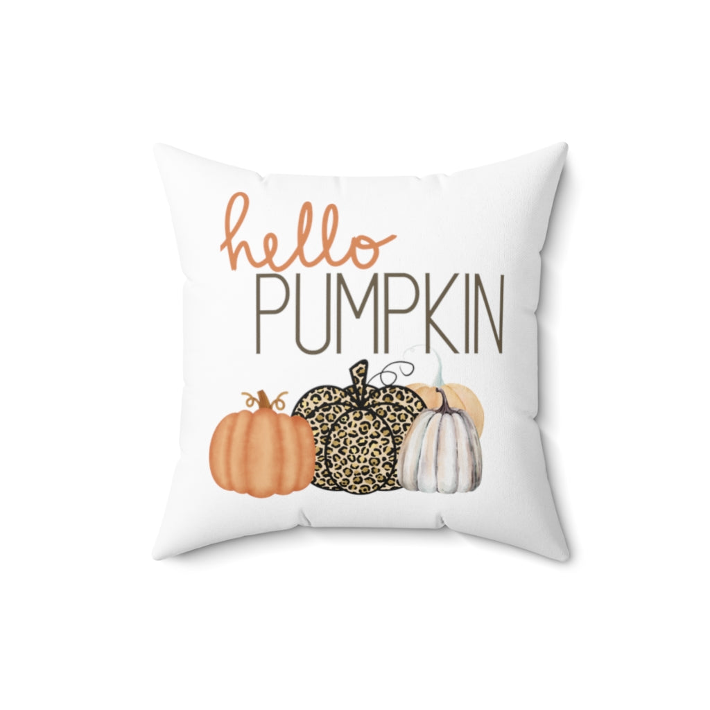 fall pillow with orange pumpkin and leopard print pumpkins