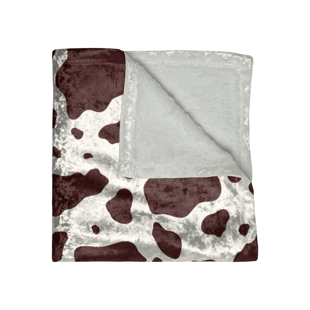 Crushed Velvet Blanket / Cow Print Blanket