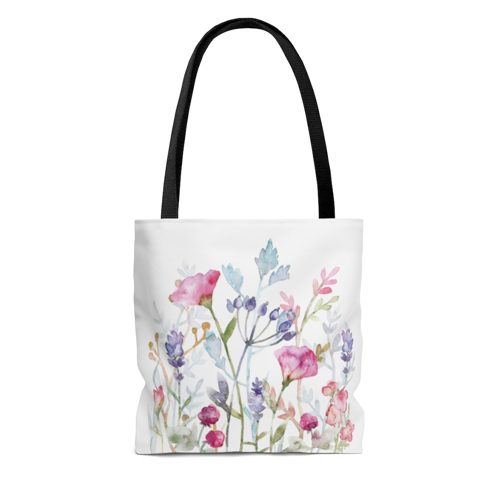 summer tote bag with wildflower pattern