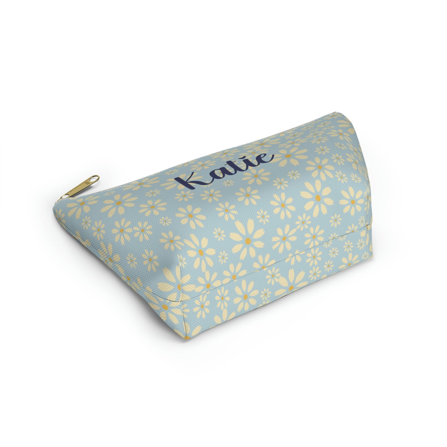 Daisy Makeup Bag / Blue Personalized Cosmetic Bag