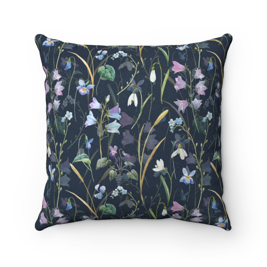 navy blue floral pillow in farmhouse style 