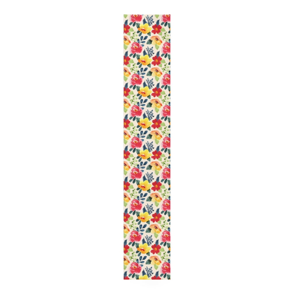 red, yellow and blue flower table runner for summer decor