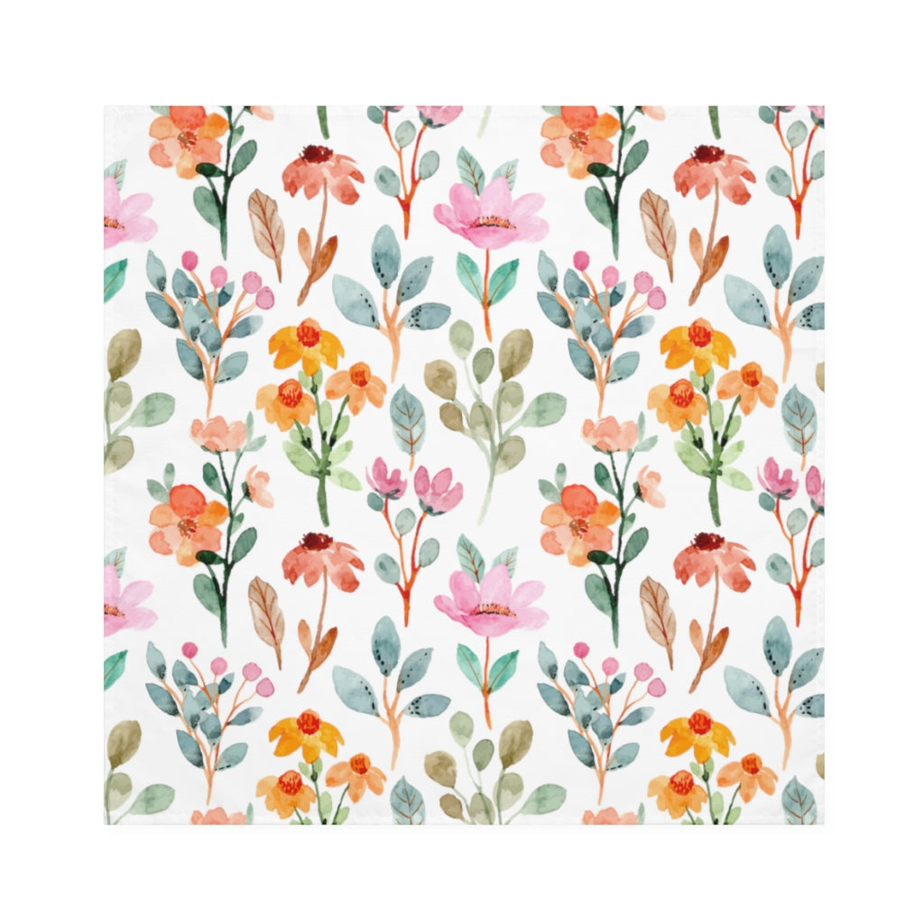 flat view of eucalyptus and flower pattern print napkins