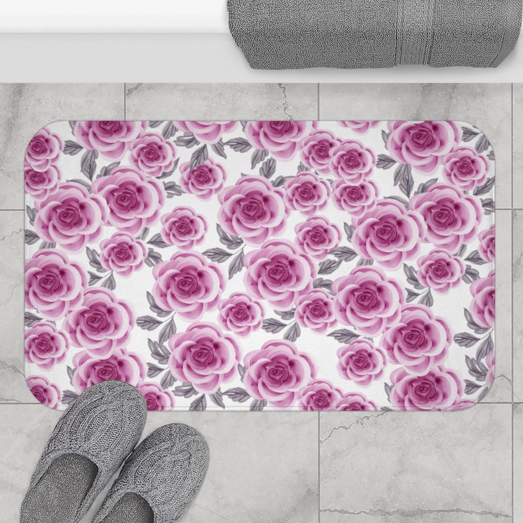 Pink Rose Bath Mat / Floral Bath Mat