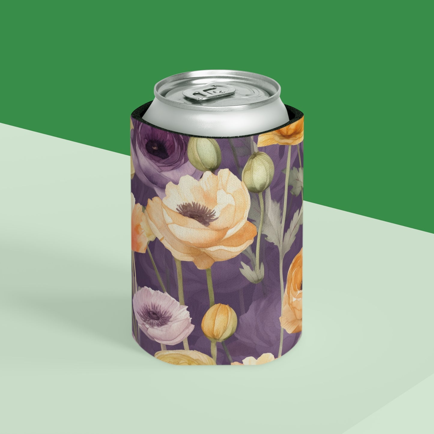 Purple Floral Can Cooler / Summer Drink Koozie